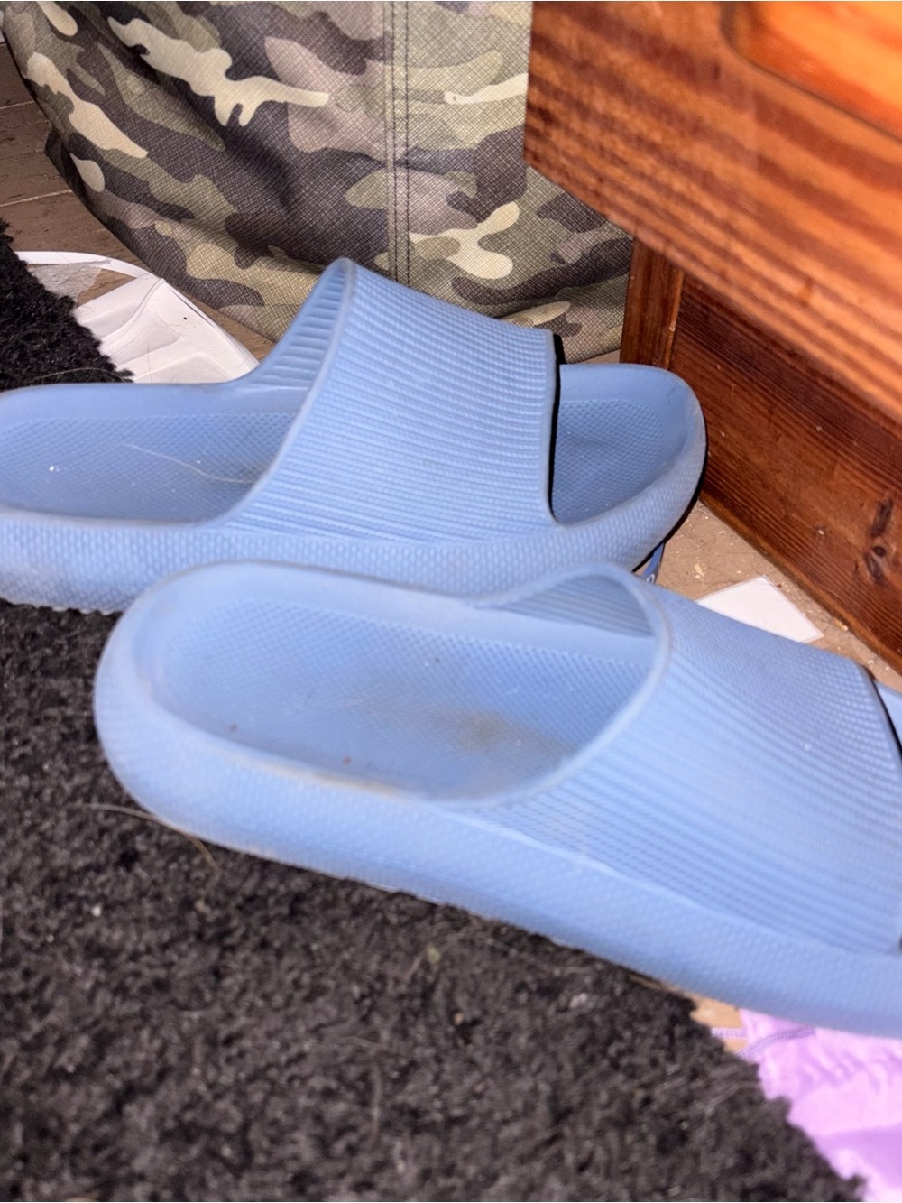 Kids Lightweight Blue Slide Sandals